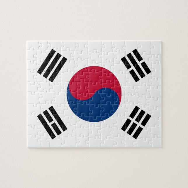 Pussel med Sydkoreas Flagga (Horisontell)