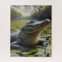 Pussel med tjuralligator i träsk