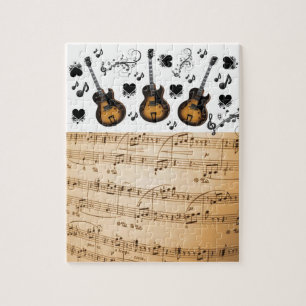 Pussel Musik noter Guitars Black Hearar