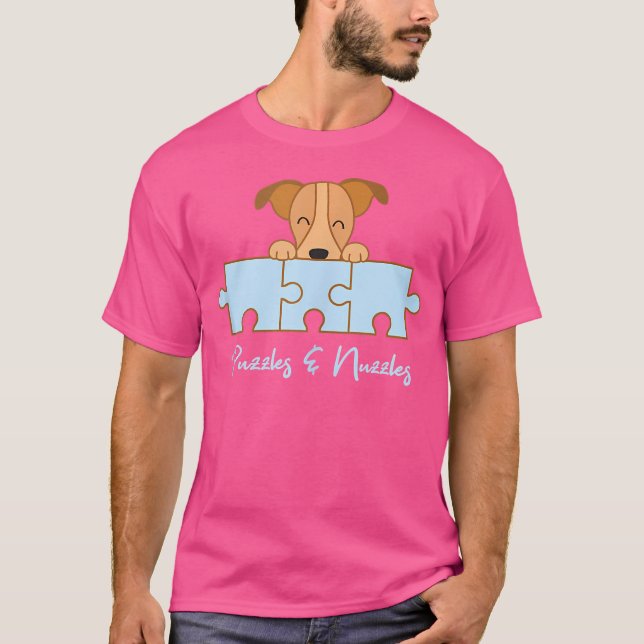 Pussel Nuzzles Hundpusselbit Lek Jigsaw Pussel T Shirt (Framsida)
