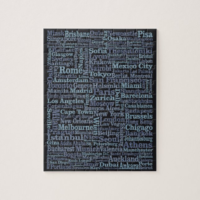 Pussel om världsstäder (Vertikal)