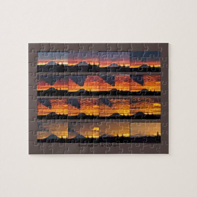 Pussel på berget Rainier med dess skugga (Horisontell)