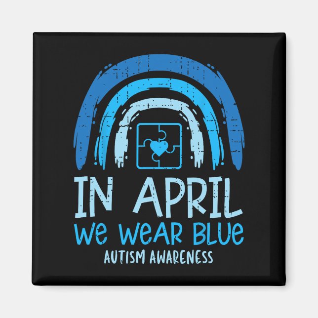 Pussel Rainbow i april... Vi Bäror Blue Autism Awa Magnet (Framsidan)