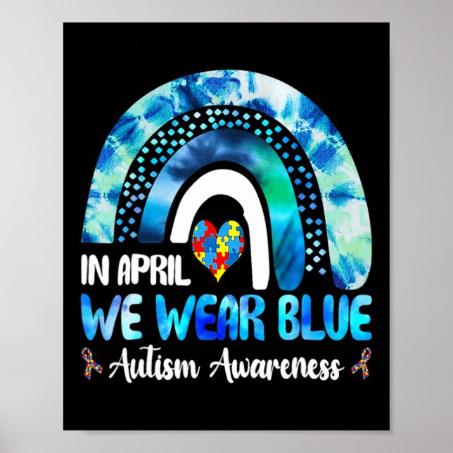 Pussel Rainbow i april... Vi Bäror Blue Autism Awa Poster (Framsidan)