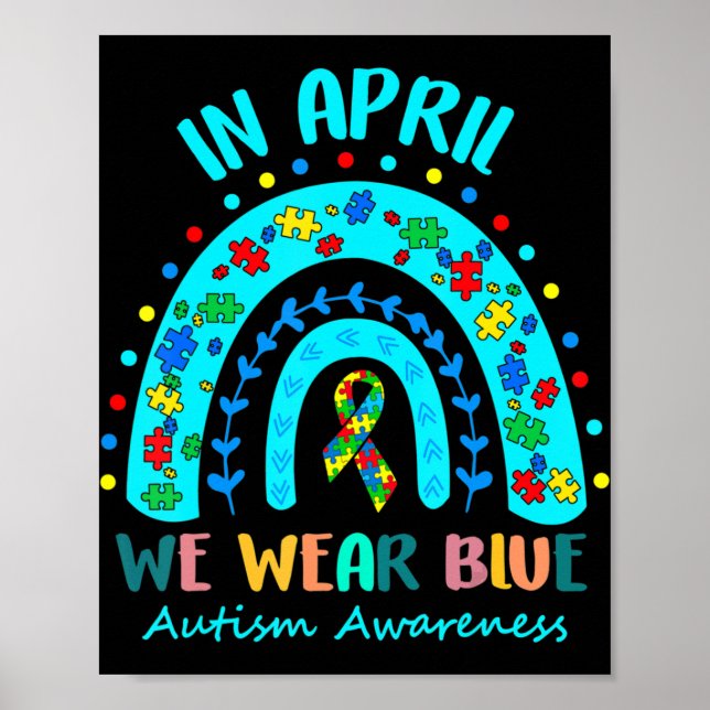 Pussel Rainbow i april... Vi Bäror Blue Autism Awa Poster (Framsidan)