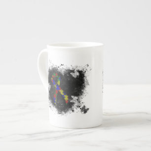 Pussel Ribbon Grunge Heart Benporslin Mugg