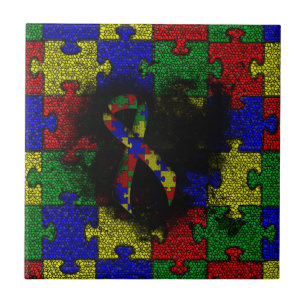 Pussel Ribbon Grunge Heart Kakelplatta