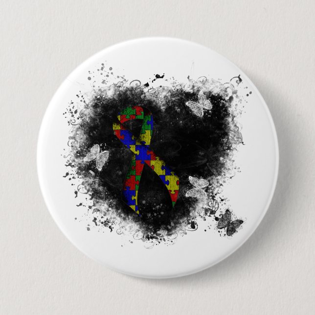 Pussel Ribbon Grunge Heart Knapp (Framsida)