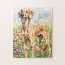 Pussel – Saluki Watercolor Hund Pussel Present