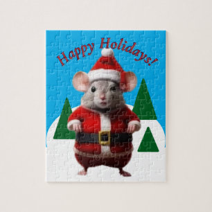 Pussel - Santa Mouse i vinterscenen