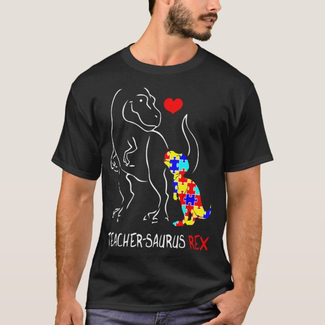 pussel särskilda behov autism lärare saurus rex di t shirt (Framsida)