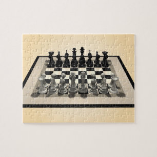 Pussel: Schackbrädet och schacket lappar Pussel