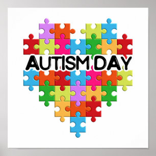 Pussel Shape Heart från Autism Day Poster