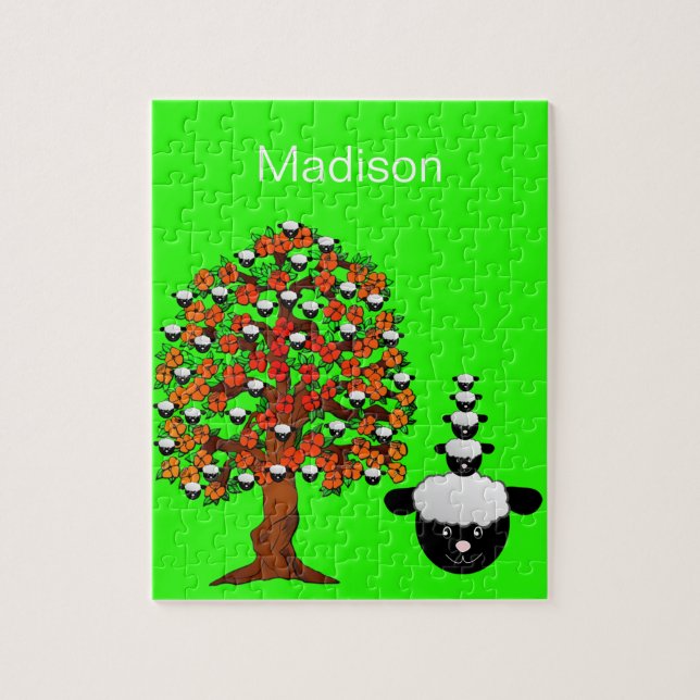 Pussel Sheep Träd Blommigt (Vertikal)