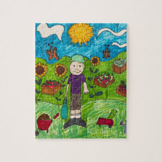 Pussel: Skördetid på gården med pojkfarmare Pussel