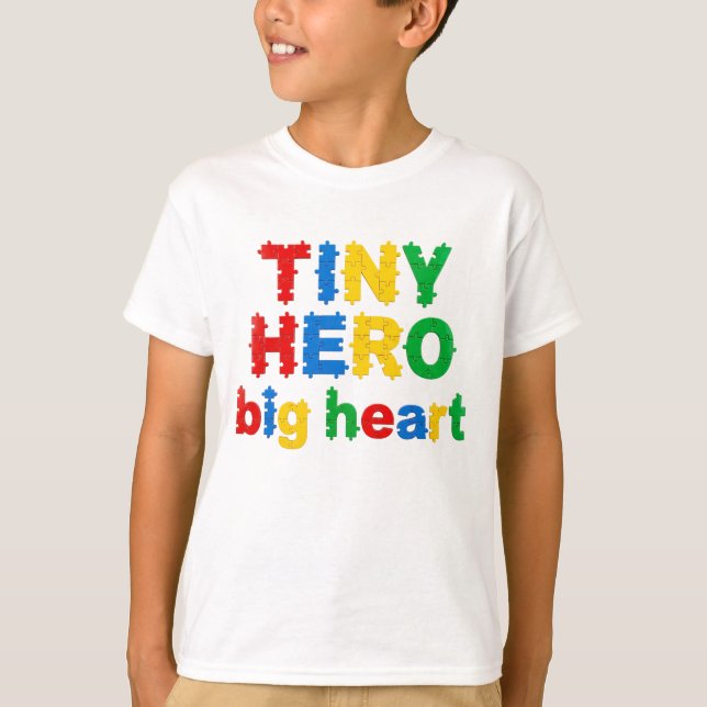Pussel Tiny Hero Big Heart Barn T-Shirt (Framsida)