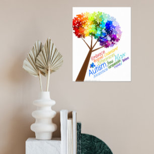 Pussel Träd med Ord Art Autism Awareness Poster