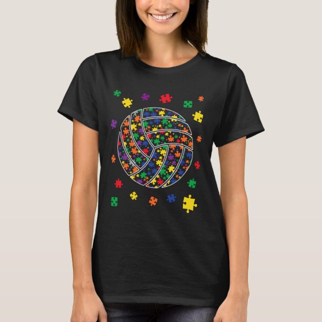 Pussel Volleyball Autism Sport Autism Awareness Ki T Shirt (Framsida)