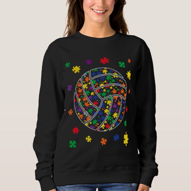 Pussel Volleyball Autism Sport Autism Awareness Ki T Shirt (Framsida)