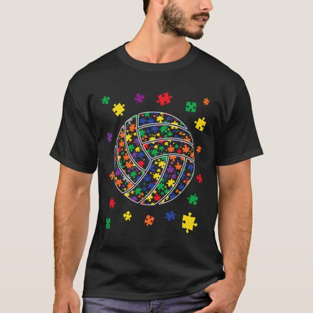 Pussel Volleyball Autism Sport Autism Awareness Ki T Shirt (Framsida)
