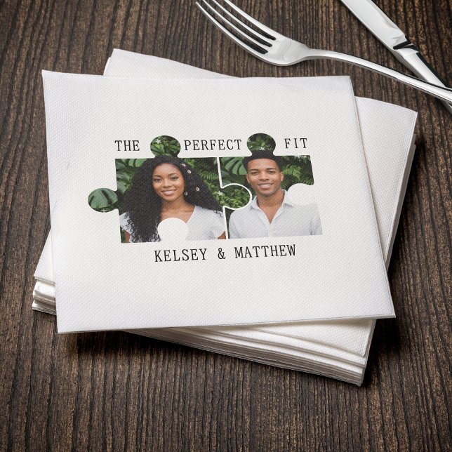 Pusselbit Foto Perfekt Passform Bröllop Pappersservett (Puzzle Piece Photo Perfect Fit Wedding Napkins
)