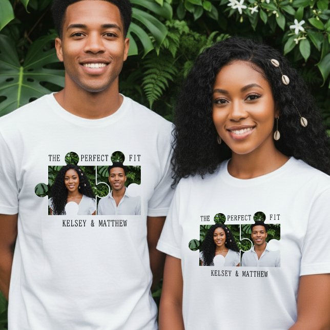 Pusselbit Foto Perfekt Passform Nygift Par T Shirt (Skapare uppladdad)