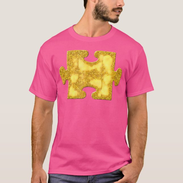 Pusselbit Guld Vintage-symbol T Shirt (Framsida)