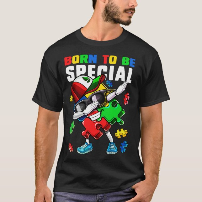 Pusselbiten Född För Att Vara Speciell Autism Acce T Shirt (Framsida)