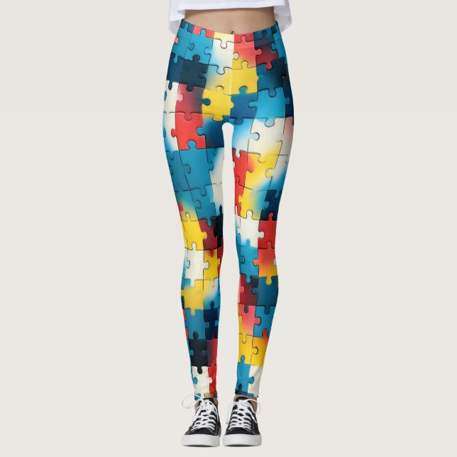 Pusselkraft i levande färgade Leggings (Framsida)