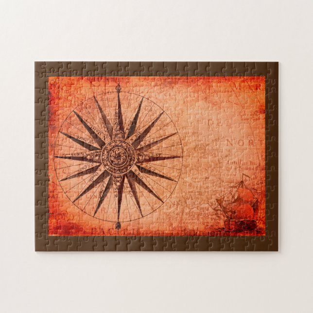 pusselpussel antique karta sepia-toner pussel (Horisontell)