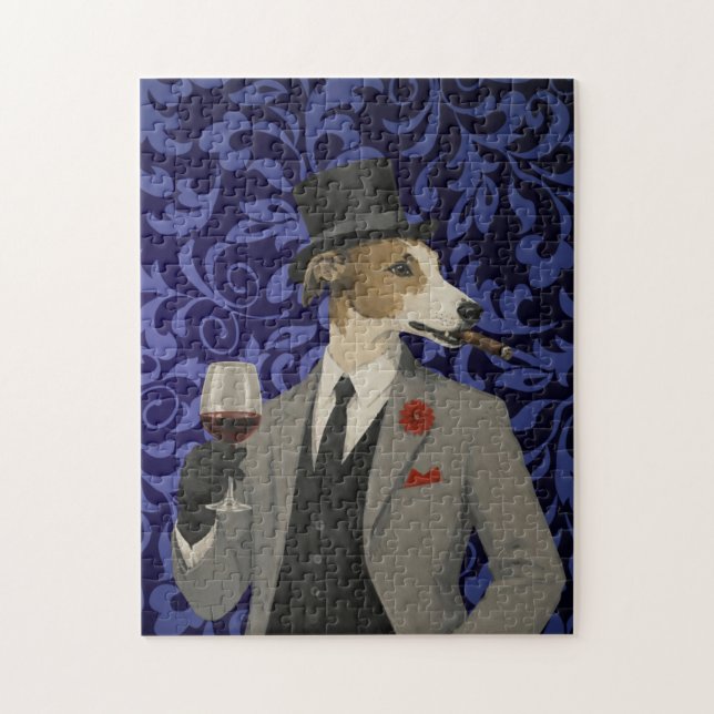 Pussig Greyhound Herr i Kostym Pussel (Vertikal)