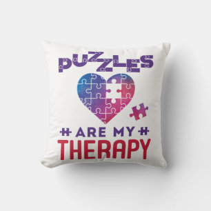 Pusslor är min terapi Jigszle Puzzle Älskare Kudde