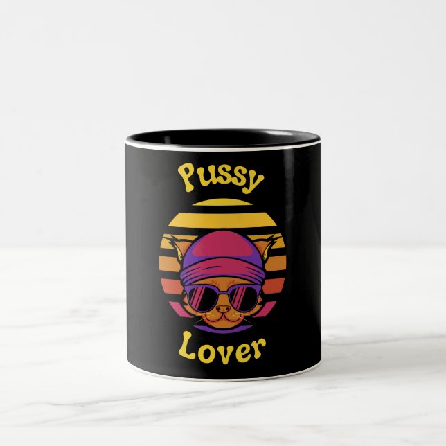 Pussy älskare retro design Kaffe koppar (Center)