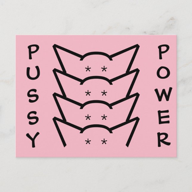 Pussy Power Cat Öron Rosa Resistance Women Group Vykort (Framsida)