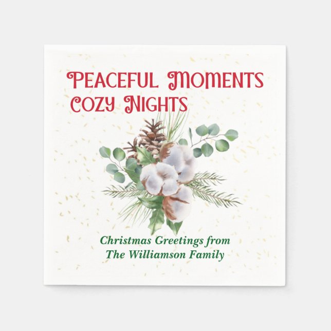 Pussy Willow Catkin Bouquet Christmas Pappersservett (Framsidan)