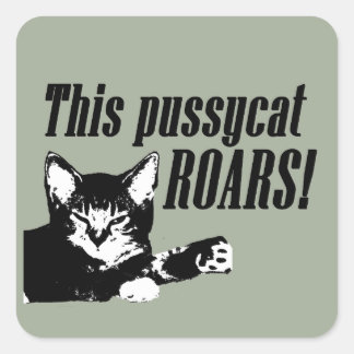 Pussycat Roars Fyrkantigt Klistermärke