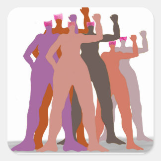 "Pussyhats står tillsammans" Fyrkantigt Klistermärke