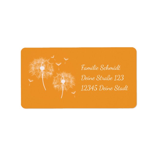 Pusteblume - orange | romantischer adressetikett (Framsidan)