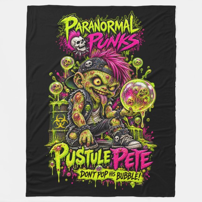 Pustule Pete - Paranormal Punks Flanellfilt Fleecefilt (Framsidan)