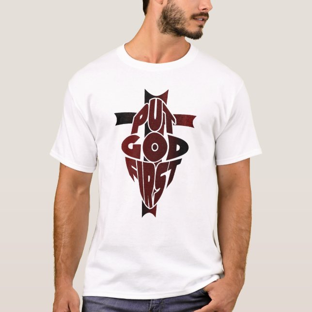 Put God First” retro-style  T Shirt (Framsida)