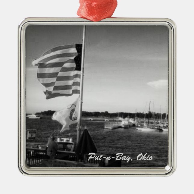 Put-n-Bay, Ohio American Flagga Boat Ornament (Framsidan)