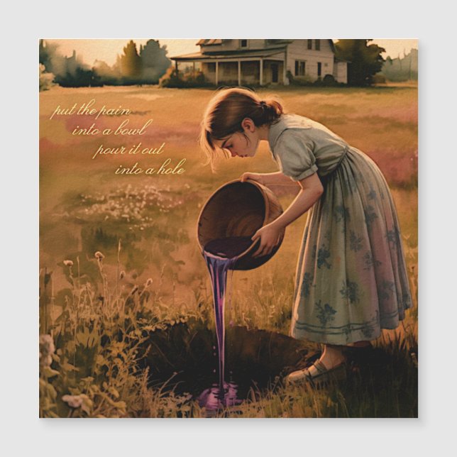 "Put the Pain into a Bowl" Square Magnet healing (Framsida)