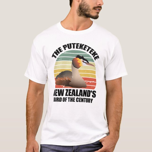 Puteketeke New Zealand's Bird  T Shirt (Framsida)