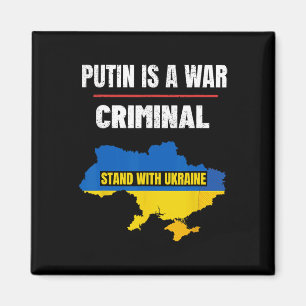 Putin är en krigsförbrytare Stå med Ukraina Stöd Magnet