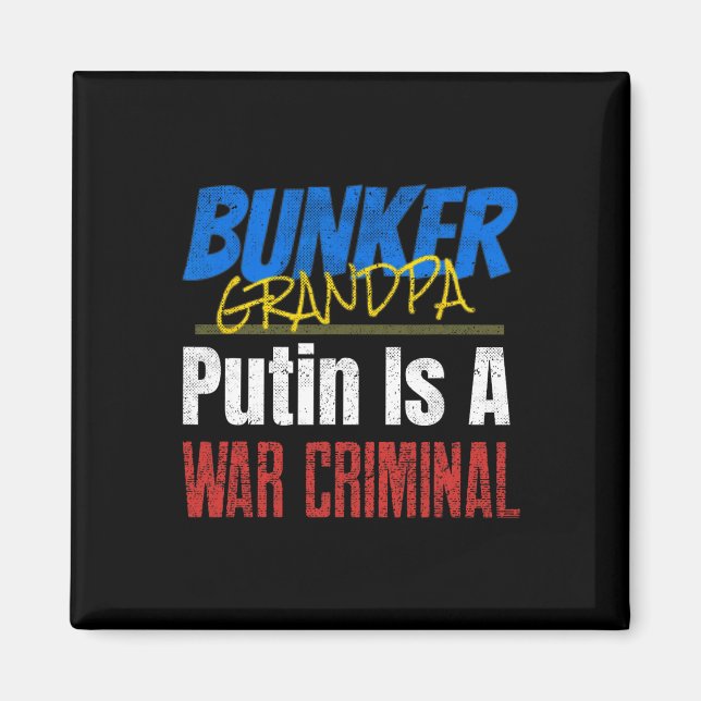 Putin är en krigsförbrytare Ukraina Ukrainska  Magnet (Framsidan)