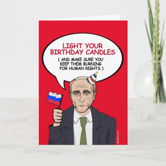 Putin Birthday Card - Behålla dina ljus för att br Kort (Framsida)