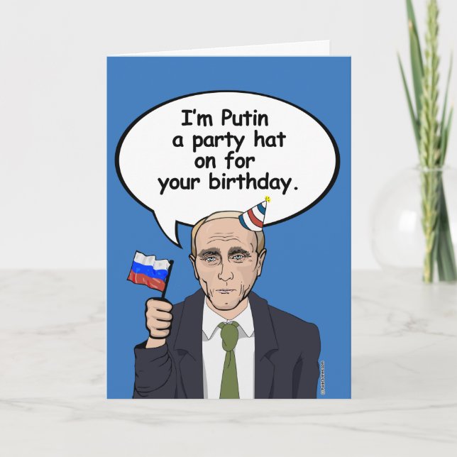Putin Birthday Card - jag är Putin en party hatt p Kort (Framsida)