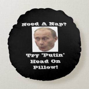 "Putin" Huvud på Pillow Rund Kudde