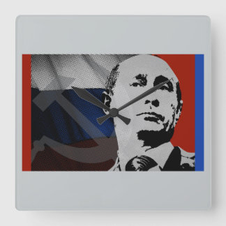 Putin med rysk Flagga Fyrkantig Klocka