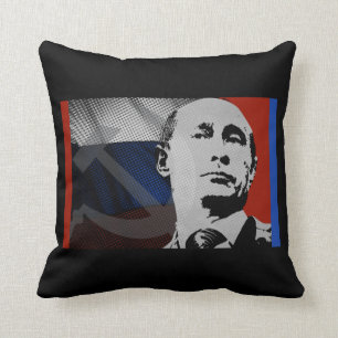 Putin med rysk flagga kudde